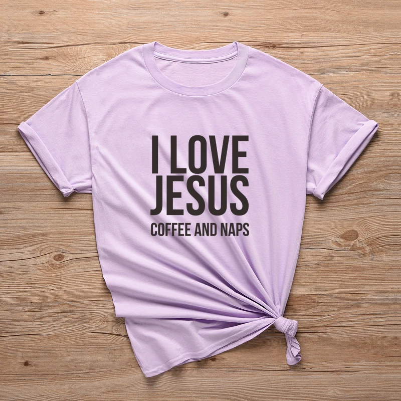 Футболка с надписью I Love Jesus Coffee And Naps женская уличная Эстетическая футболка для