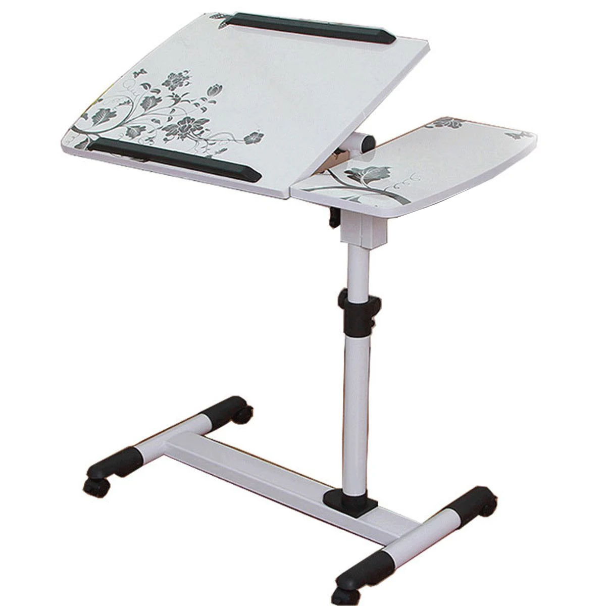 

Height Adjustable Computer Desk Portable Laptop Desk Foldable Computer Table Wooden Rotate Laptop Bed Table With Lockable Wheels
