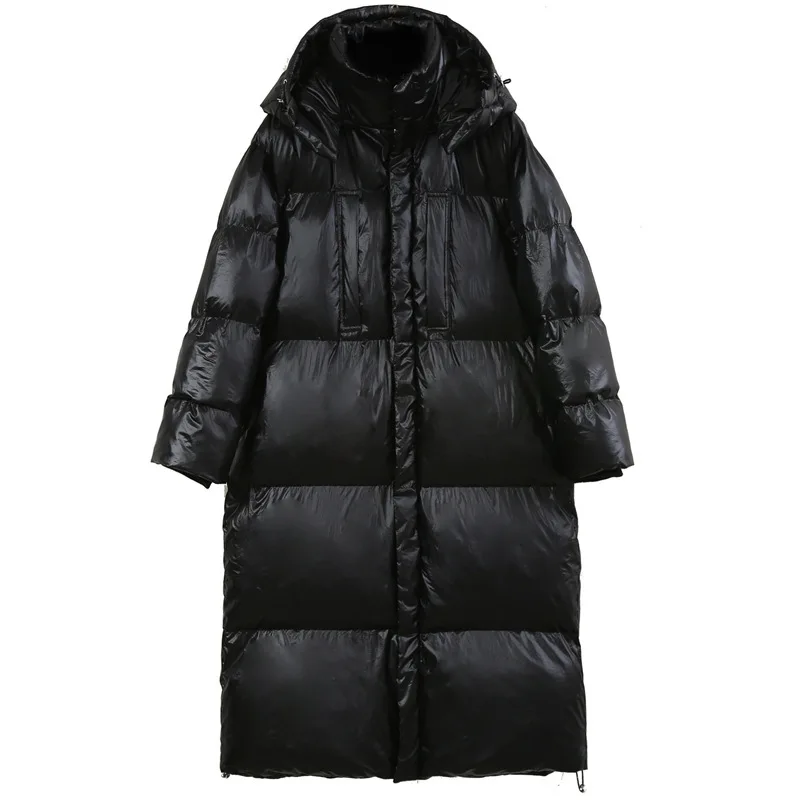 

down shiny cotton-padded jacket female long bread served in 2019 the new winter knee-high cotton-padded clothes wet