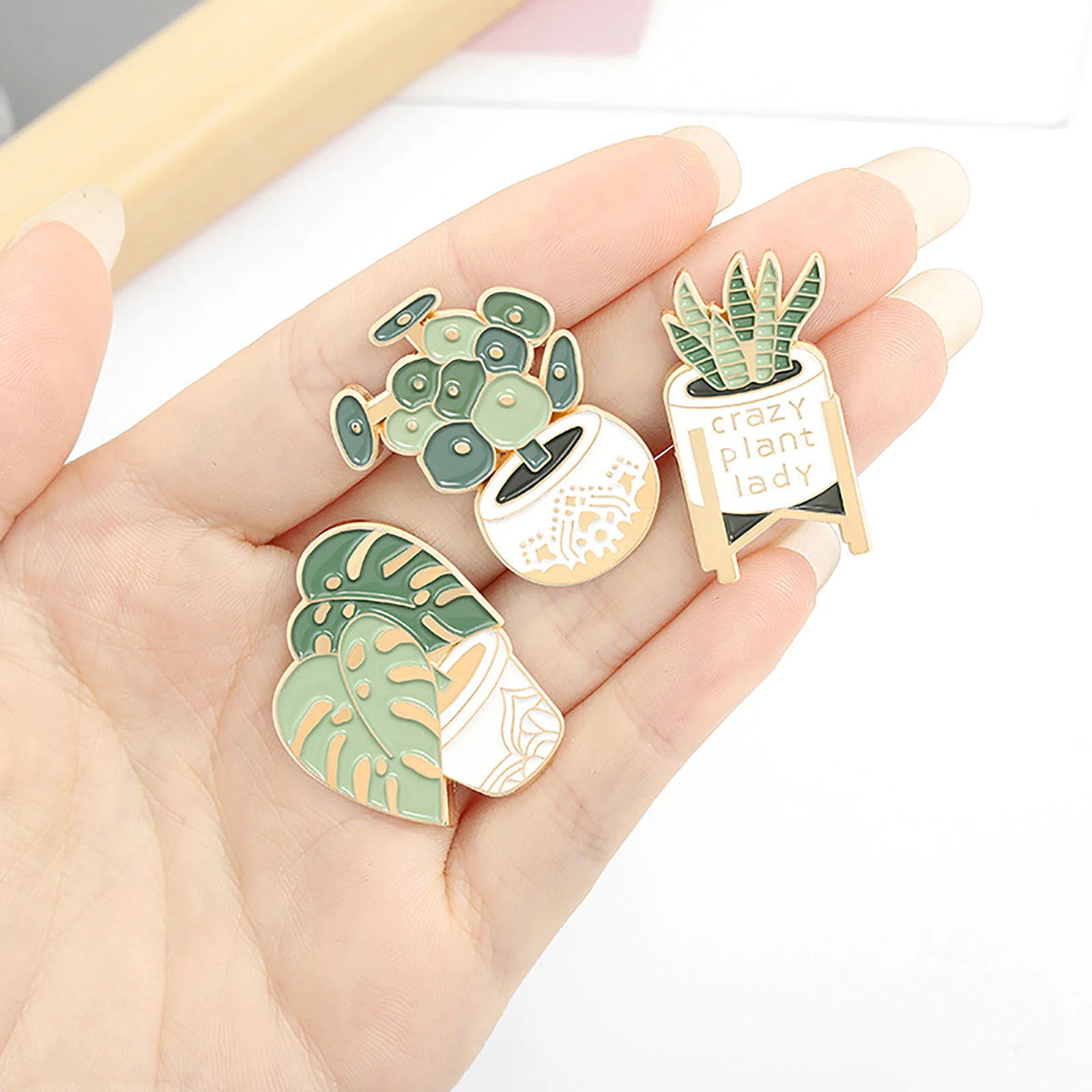 

Enamel Pot Plant Pin Brooches Tropical Plants Brooch For Shirt Lapel Bag Childhood Badge Cartoon Jewelry Gift For Kid Friend