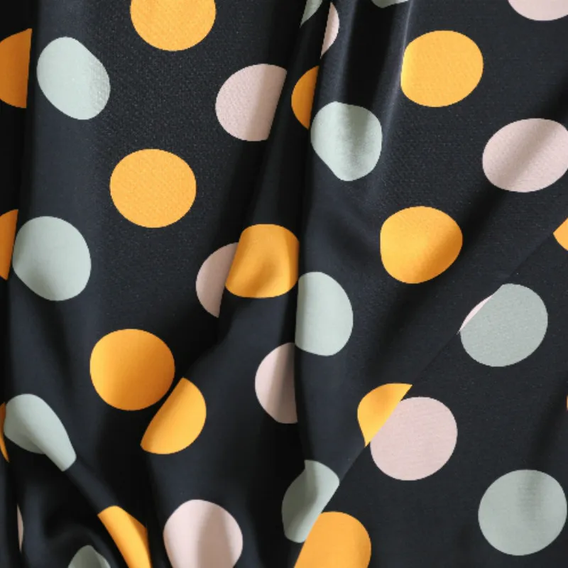 Широкая атласная ткань с принтом в крупный горошек 59 дюймов для одежды юбки