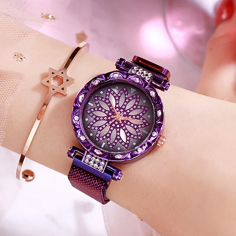 2019 montre femme Модные женские магнит на стальном браслете с часы свободного покроя