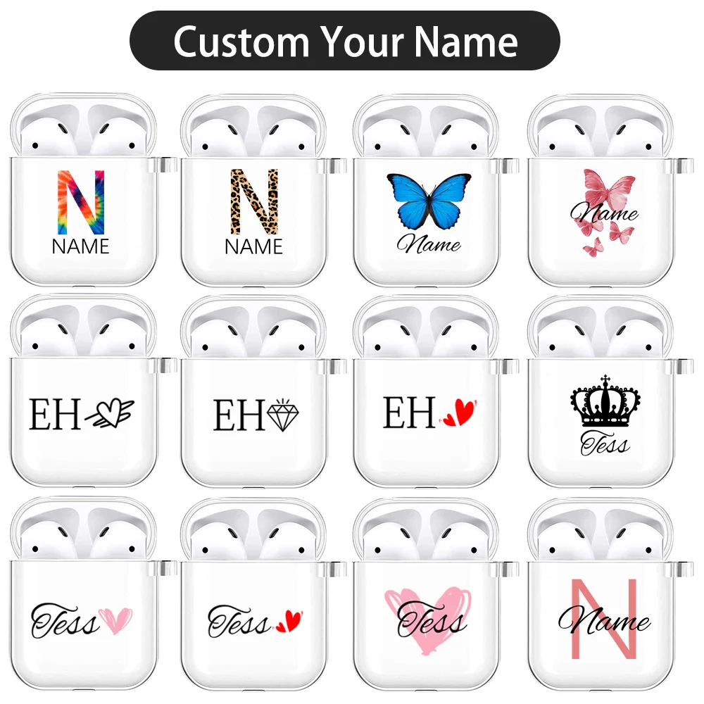 

Мягкий прозрачный чехол для наушников AirPods 2 с изображением индивидуального имени и знаков