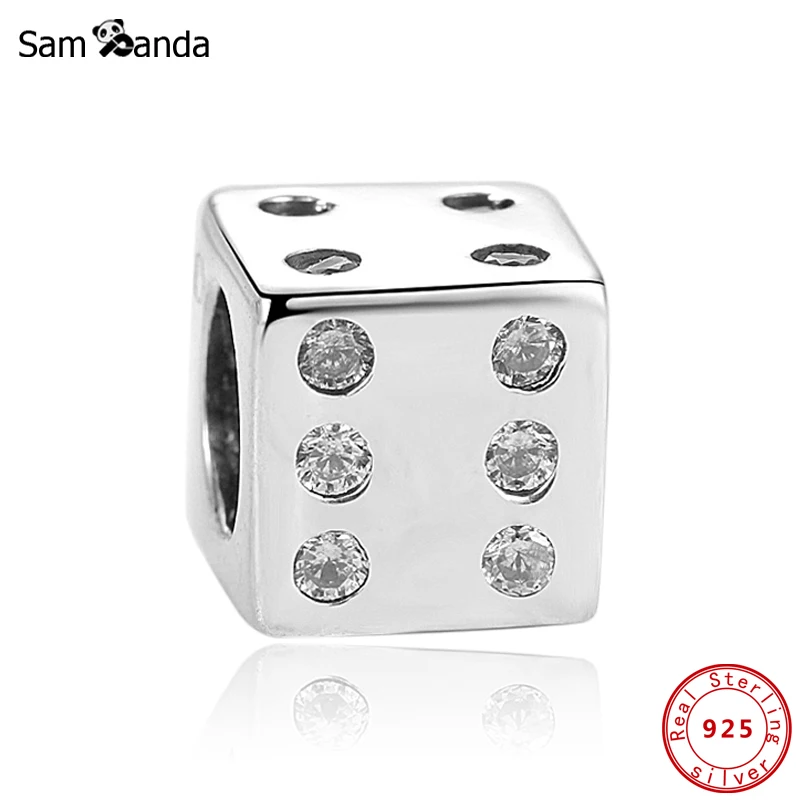 Талисманы 925 пробы серебро Fit Pandora браслет кристалл Счастливые кости Шарм бусины для самостоятельного изготовления ювелирных изделий
