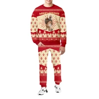 mens tracksuit christmas sweaters sets oversize wholesale dropship 3d kangaroo printing family suits couples plus size clothing