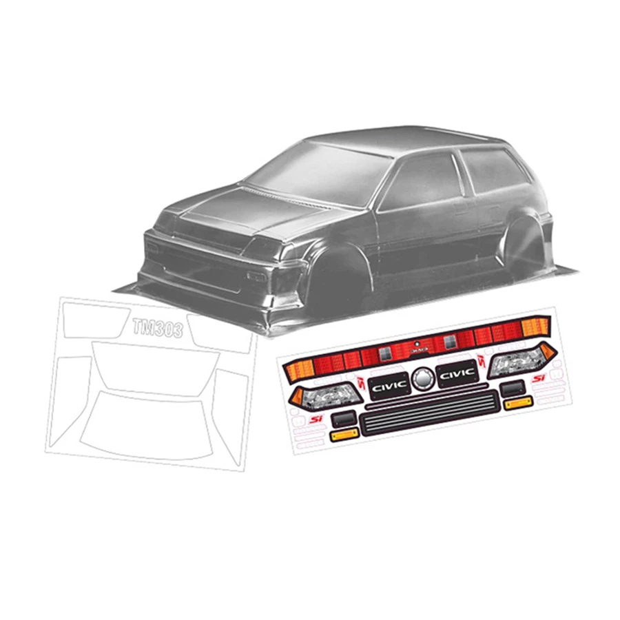 Команда C Honda Civic 3 III PC прозрачный корпус с наклейкой 210 мм Колесная база для Rc Дрифт автомобиль плоский спорт на дороге электрические игрушки модель