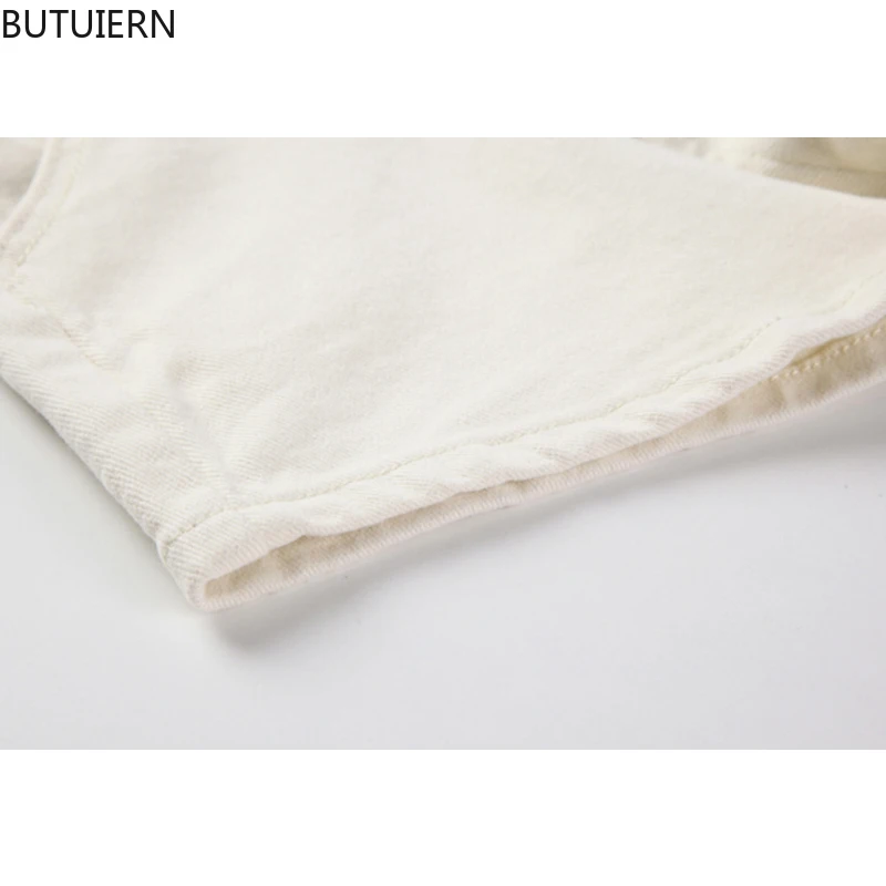 

Sexy Streetwear Women's High Waist Short Denim Pants White&Black Elegant Crop Wrap Jeans 2021 Summer Korean Bodycon Tide Pants