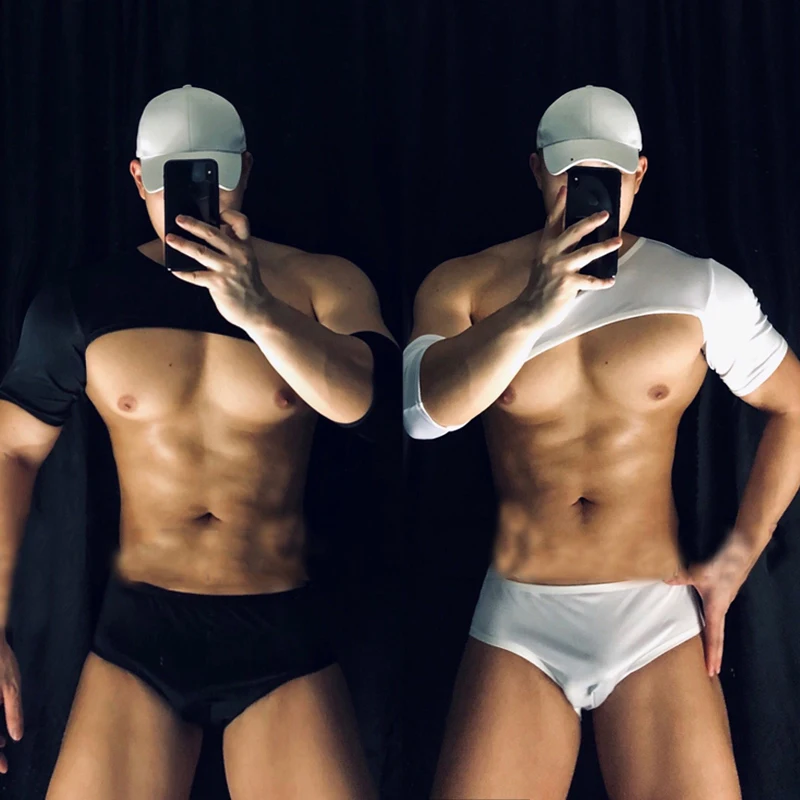 

Сексуальный черно-белый костюм с коротким рукавом, одежда для выступлений на сцене, одежда для ночного клуба, бара, танцев на шесте, мужской ...