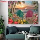 Алмазная живопись, квадратные стразы, 5D Вышивка крестиком, остров рай, мозаика для домашнего декора, подарок PP2491