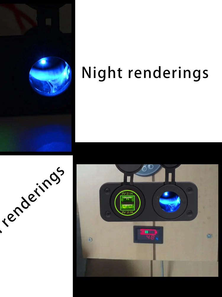 Универсальное автомобильное зарядное устройство с двумя USB-портами и зеленым