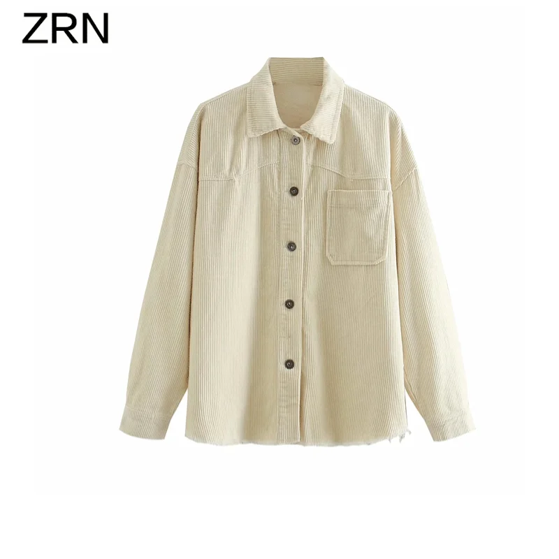 Женская винтажная Вельветовая рубашка однотонная куртка с длинным рукавом и