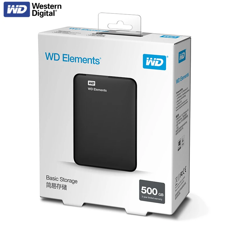 WD элементы портативный внешний жесткий диск HD 500 Гб ТБ SATA USB 3 0 устройство хранения