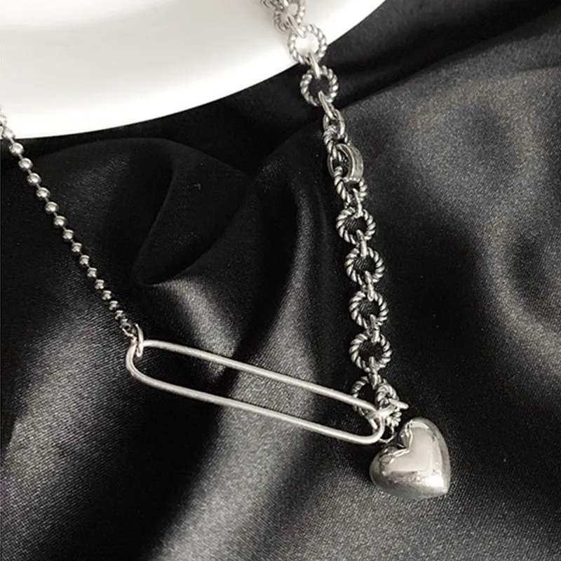 Новое поступление винтажное ожерелье в форме сердца Смешанная цепочка 925 пробы