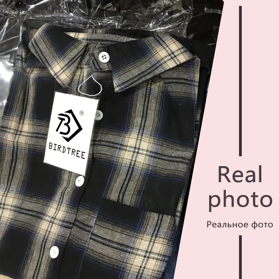 

New Arrival Women Batwing Sleeve Oversize Harajuku Plaid Shirt Turn-down Collar Button Up Retro Brushed Blouse Feminina Blusa T9