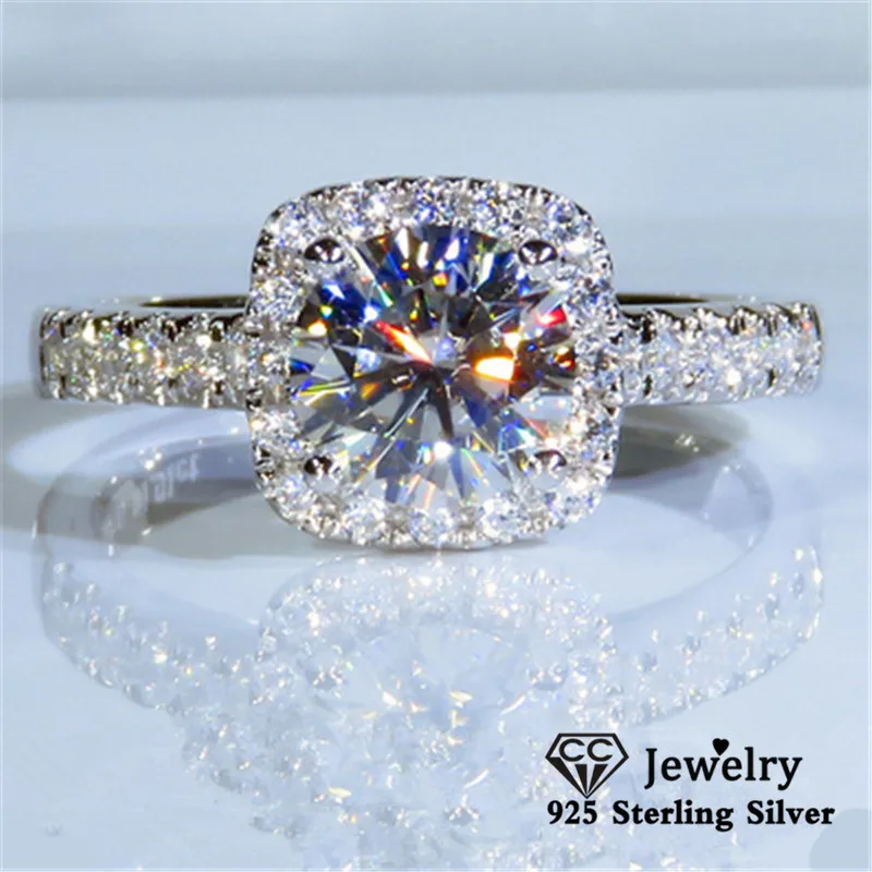 

CC Princess Square Rings For Women 925 Silver Color Zirconia Wedding Jewelry Engagement Fine Accessories Drop Shipping CC035