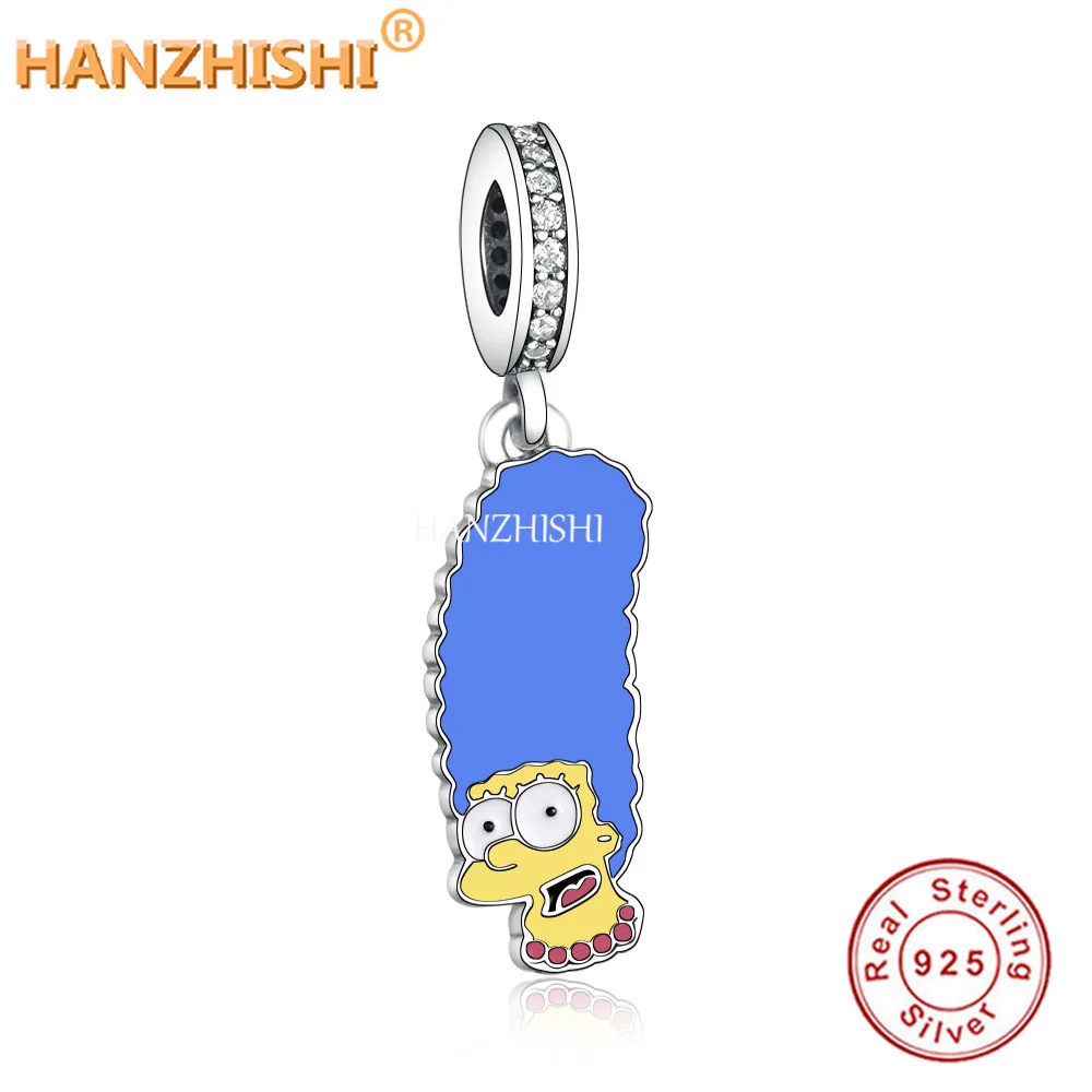 

Бусины-шармы женские из серебра 925 пробы с длинными голубыми волосами