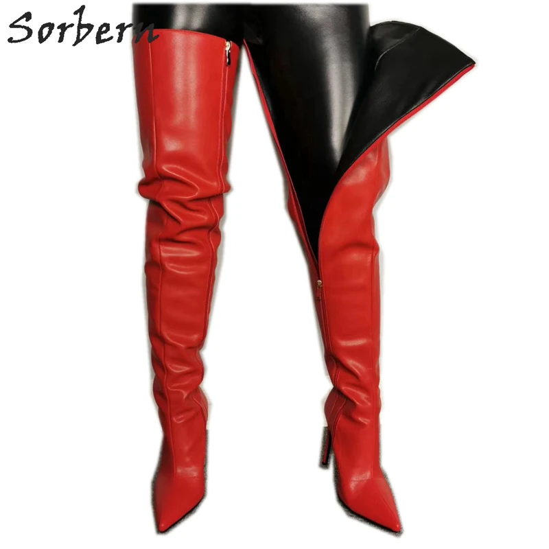 Sorbern женские высокие сапоги на шпильке высоком каблуке с острым носком Фетиш