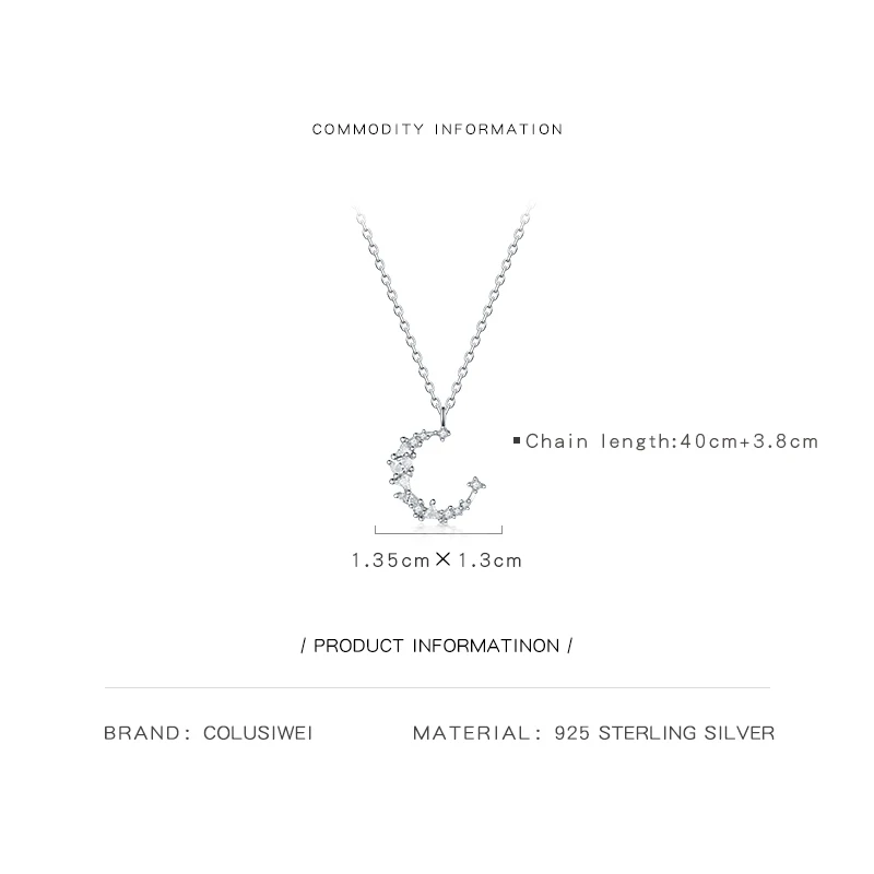 Натуральная 925 серебро Irregul CZ лунные ожерелья с подвесками модные великолепные