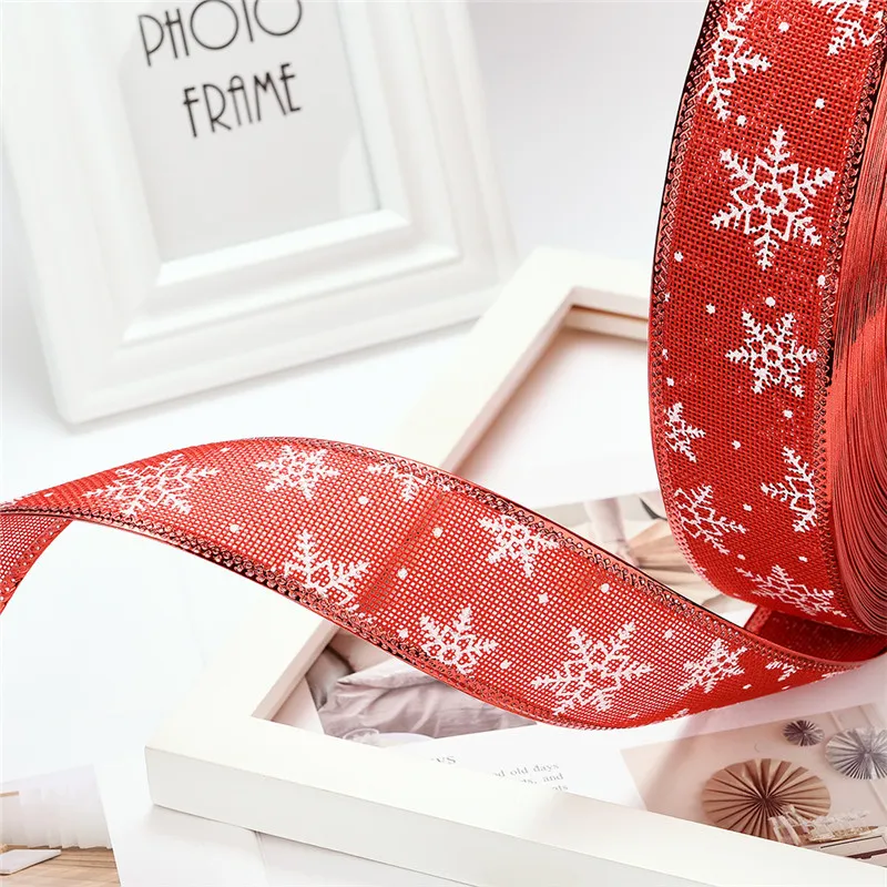 

High-grade Printed Christmas Ribbon Linen Xmas Ribbons for Crafts Decoration Holiday Box Gift Wrapping Wedding House Decoration