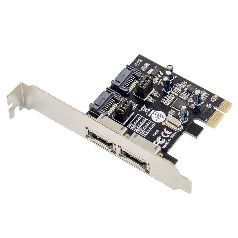 Адаптер расширения Zeadow PCI-Express X1 на 2 порта ESATA и SATA 3 0 6 ГБ/сек. PCIe чипсет ASM1061 |