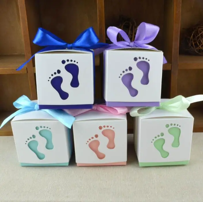 

50pcs/lot Wedding Candy Box feet Shape Party Wedding Baby Shower Favor Paper Gift Boxes