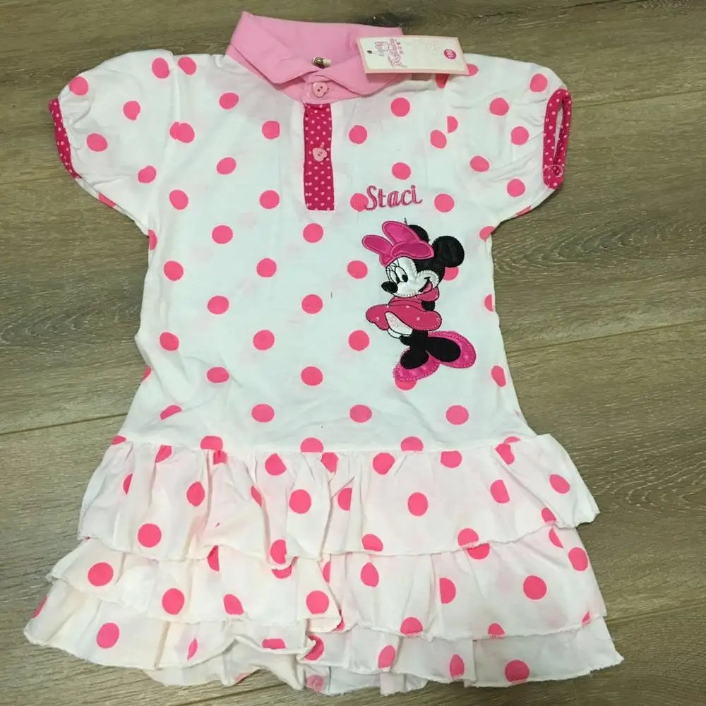 

Cute Baby Girls Dress Cotton Children Kids Cartoon Girls Lapel Dresses One Piece Baby summer Clothing for Minnie Clothes Girl
