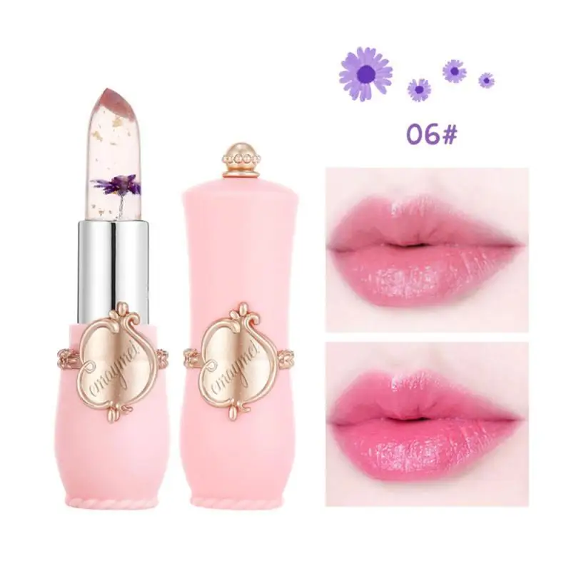 

1Pc Crystal Jelly Lip Balm Moisturizer Transparent Long Lasting Lipstick Flower Temperature Color Changing Lip Balm Gloss TSLM1
