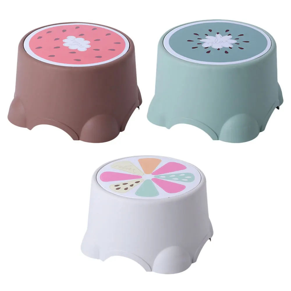 

3Pcs Household Dining Stool Cartoon Children Stools Fruit Pattern Stools
