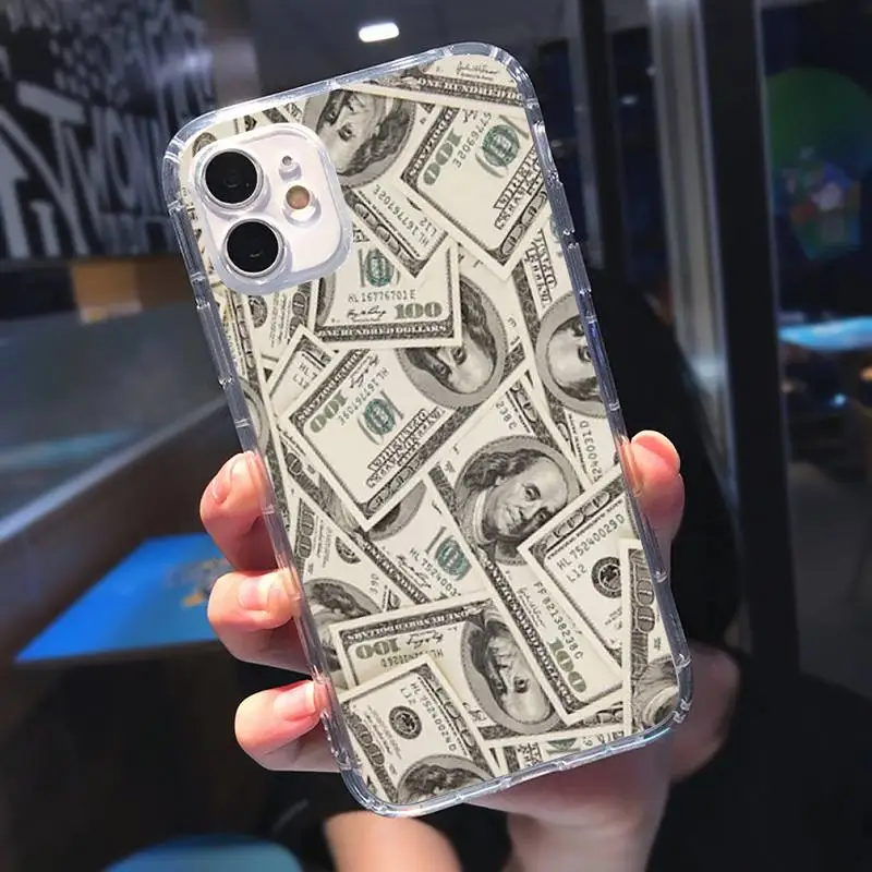 

Money Dollars Bill Cash Ben Franklin Phone Case Transparent soft For iphone 5 5s 5c se 6 6s 7 8 11 12 plus mini x xs xr pro max