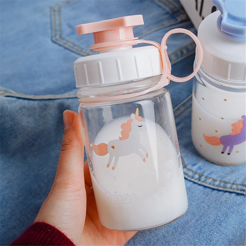 300 мл прозрачное стекло детская бутылка для воды милые бутылки напитков с