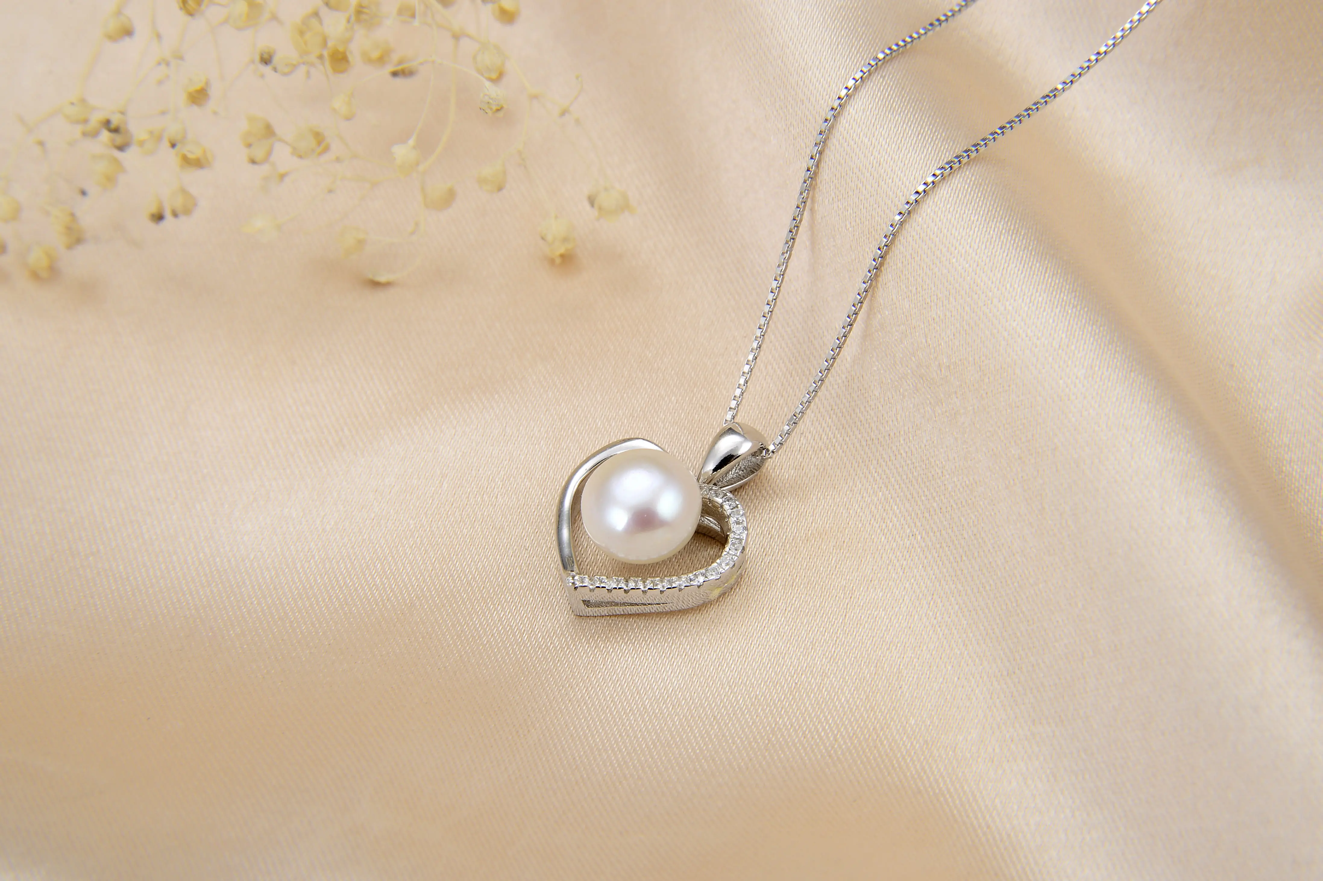 

100% Natural Fresh Water Pearl 16" to 18inch Pendant Necklace for Women with 925 sterling Silver, Popular Gift for All Ages