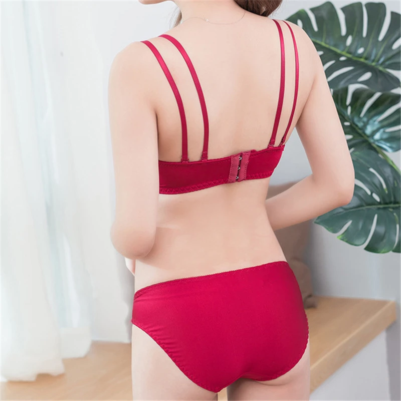 Тонкий бюстгальтер с двойными бретелями кружевной женское белье размера плюс