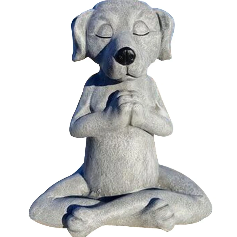 

LXAF Meditation Dog Statue Sculpture Decoration Creative Art Ornament Desktop Crafts Home Desk Craft Work Bedroom Decor