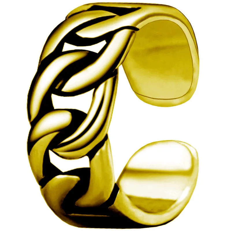 Gold 2 Скрученные кубинские кольца-цепочки, регулируемые кольца из розового золота и нержавеющей стали, свадебные хип-хоп вечерние ювелирные изделия - Цвет основного камня: Gold 2