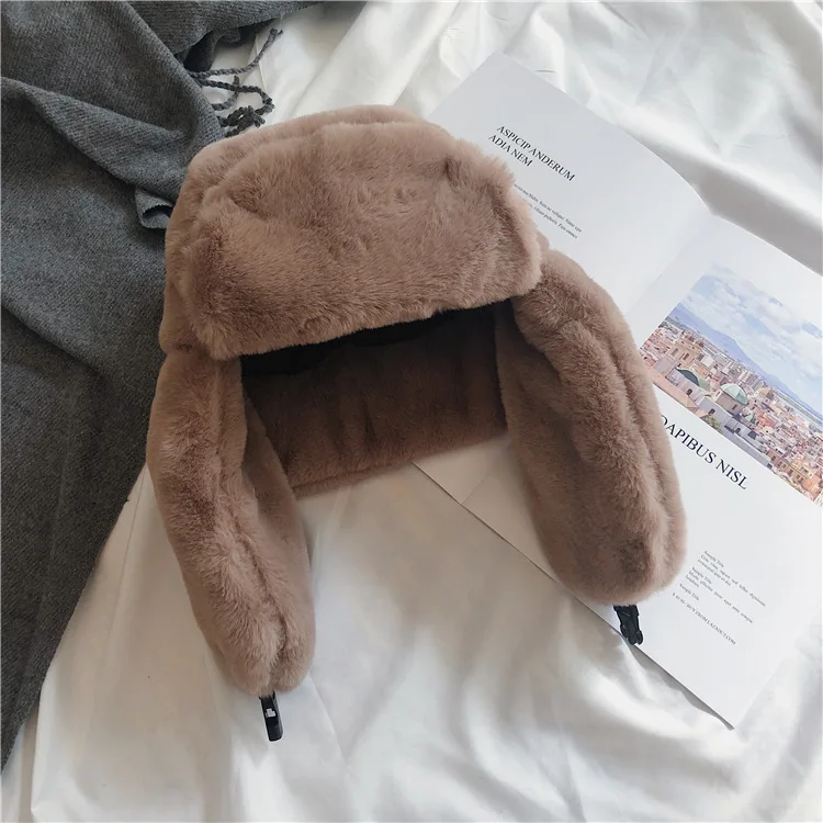 

2021 Women's Hat Windbreak Warm Pilot Cap with Earflaps Winter for Female Thicken Cold Cap Warm