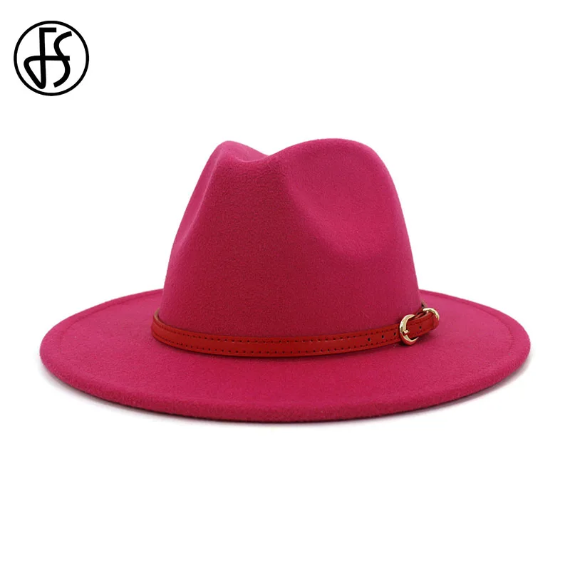 Женская/Мужская шерстяная фетровая шляпа FS элегантная джентльмена с Красной