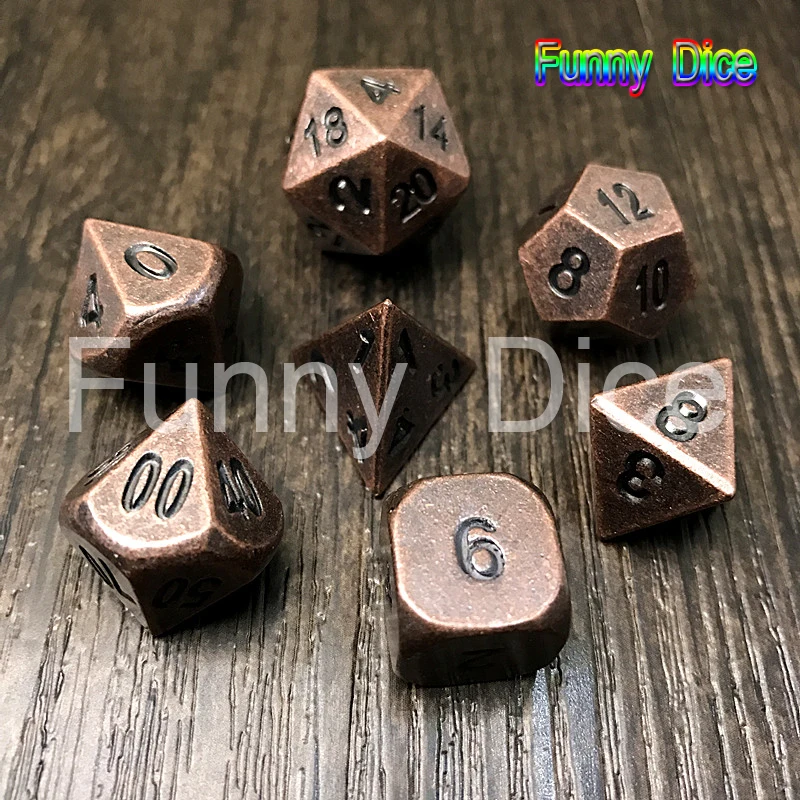 7 шт./компл. Die NEW Metal Dice Set D4 D6 D8 D10 D % D12 D20 для настольной игры Rpg DnD аксессуары|Кубики| |