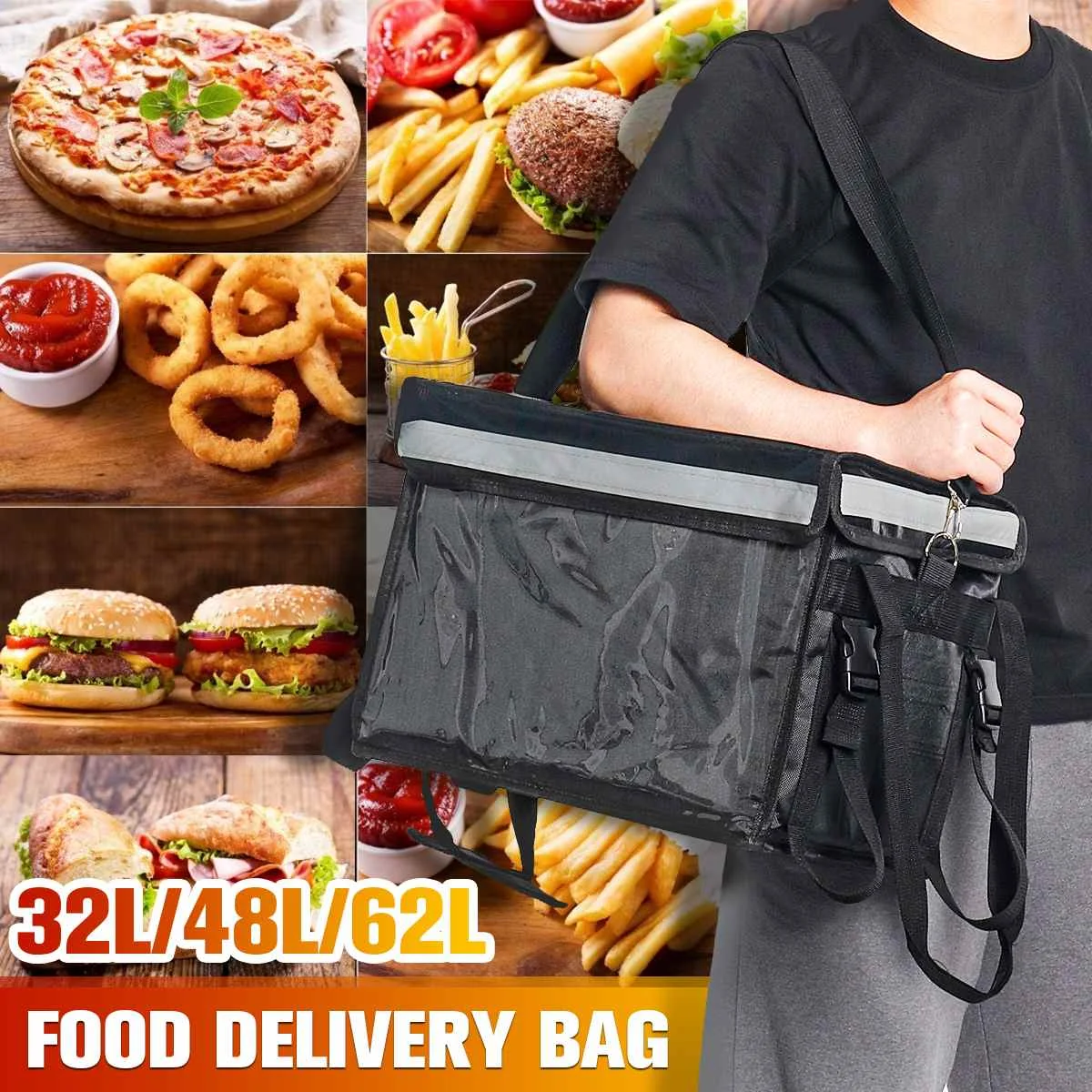 

32L/48L/62L Extra Large Cooler Bag Car Ice Pack Insulated Thermal Lunch Pizza Bag Fresh Food Delivery Container Refrigerator Bag