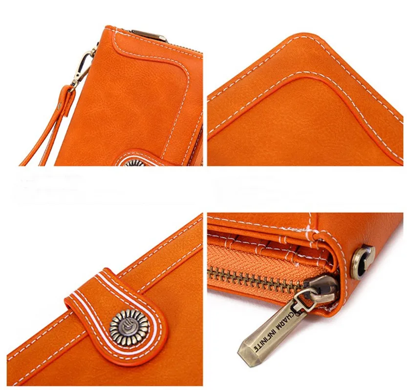

New Fashion Vintage Women Lady Wallets Long Card Holder Phone Bag Case Purse Handbag Clutch PU Leather Wallet