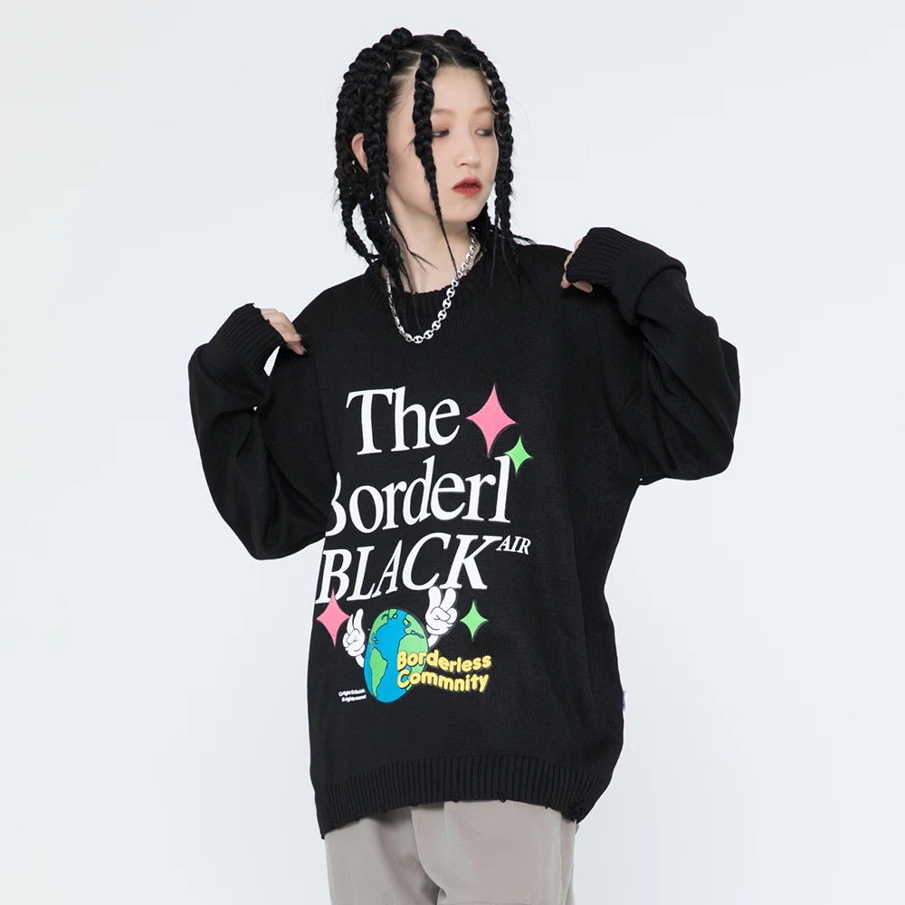 Винтажный свитер большого размера для мужчин и женщин Забавный мультяшный