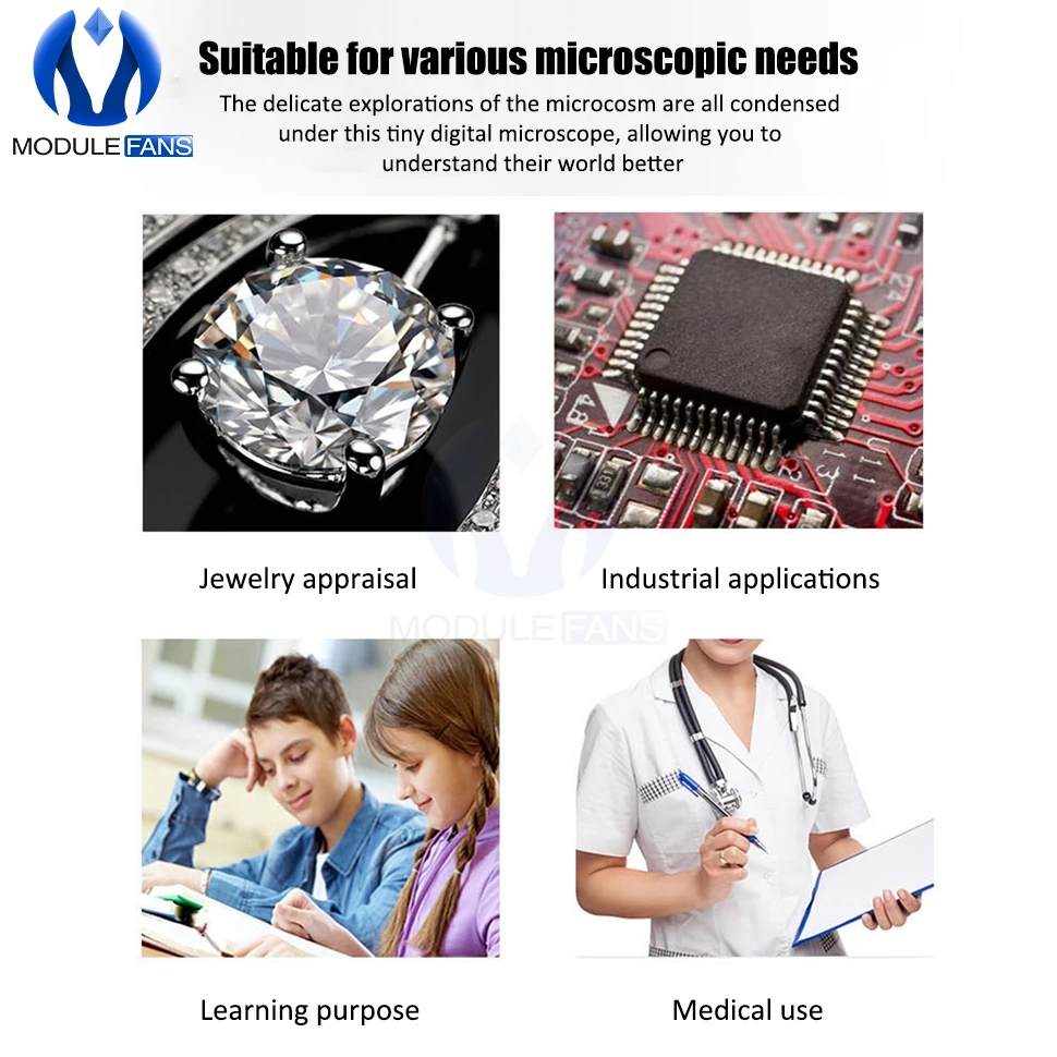 Цифровой микроскоп портативный электронный с 8 светодиосветодиодный 1600X /1000X/500X