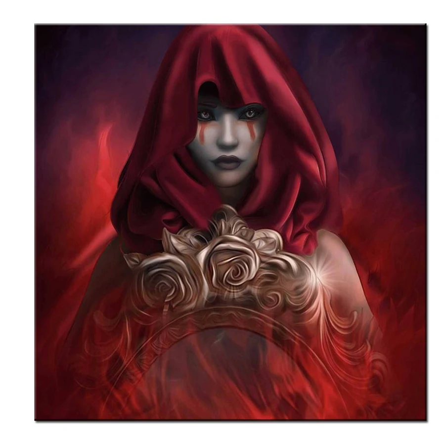

5D DIY Diamond Painting Kit Gothics,Red Girl Home Full Square Drill Diamond Embroidery Fantasy Women Handicraft Home Decor Kits