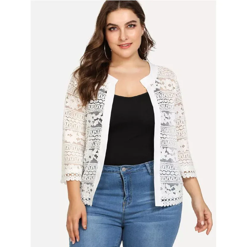 Ажурный вязаный кружевной кардиган блузка пляжные топы шали пальто большого