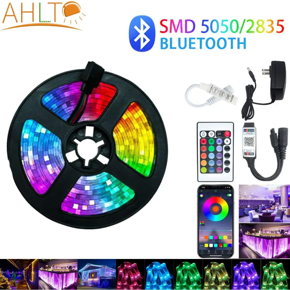 

Bluetooth Led Light Strip 2835 5050 RGB Ribbon 12V Diode Tape Controller Adapter Wall Lamp Night Light Neon for TV Backlights