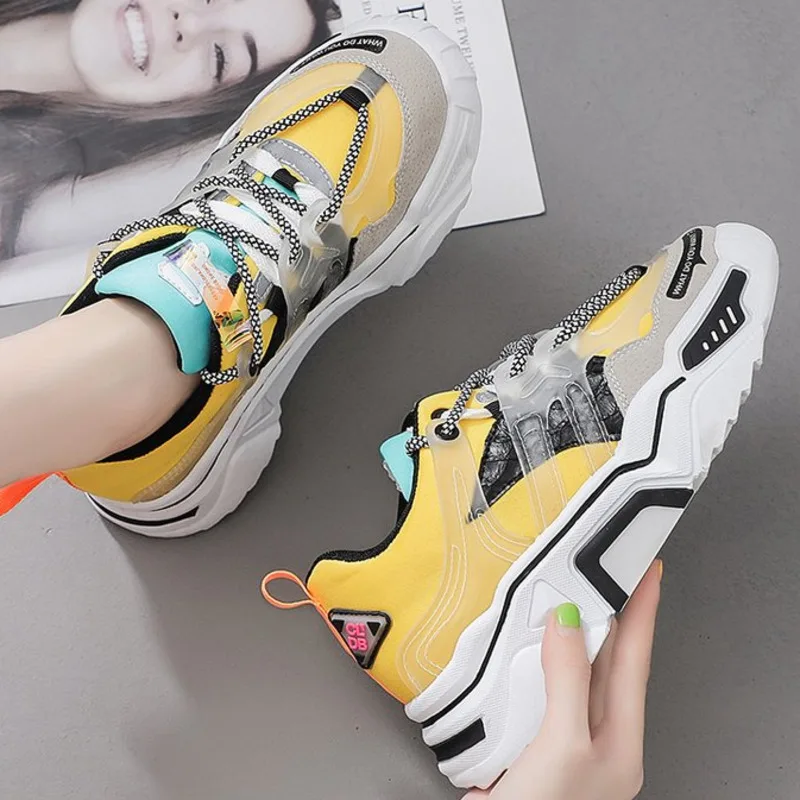 Женские кроссовки на массивной платформе модная спортивная обувь танкетке