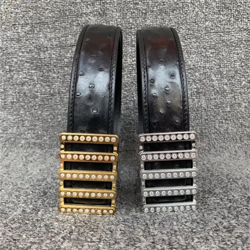 Подлинная настоящая страусиная кожа Необычные горный хрусталь серебряная