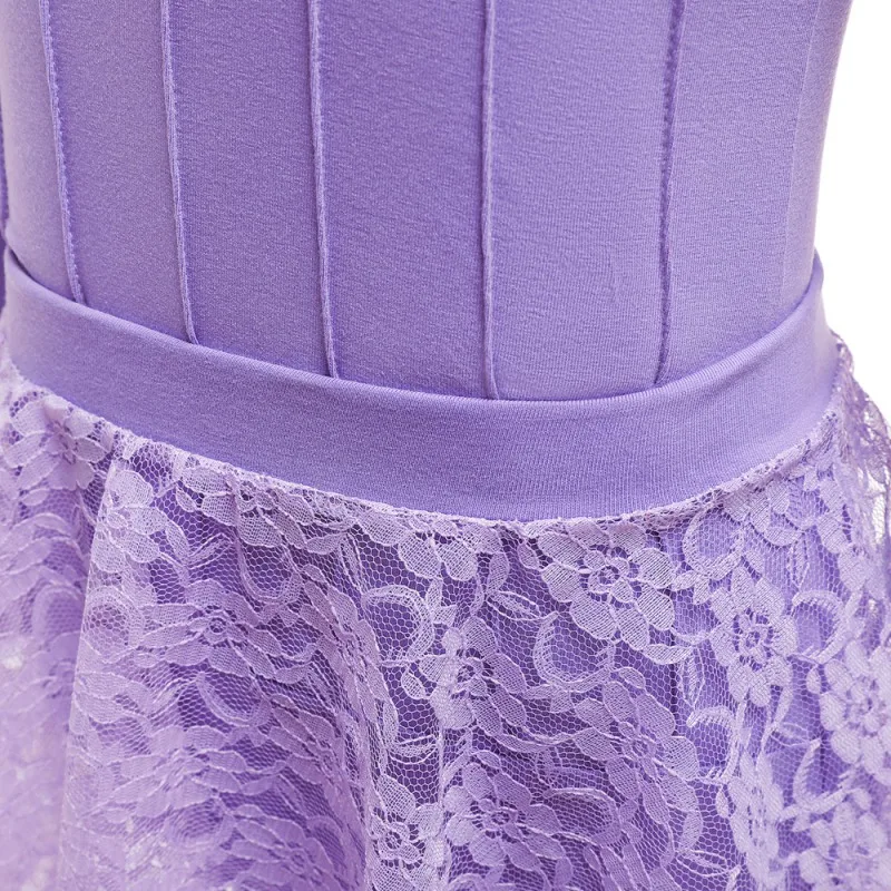 Детское платье для танцев девочки длинный рукав хлопок кружево украшение