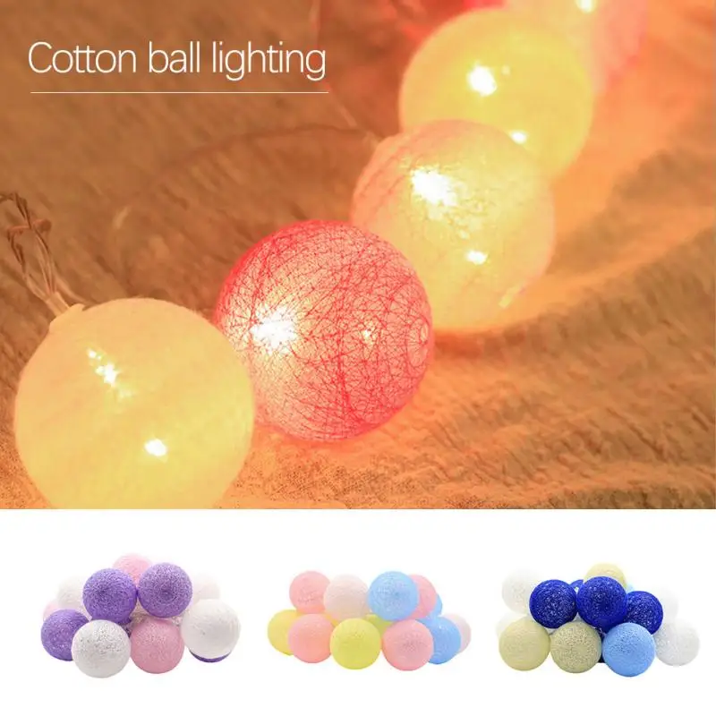 

20 LED Makaron Cotton Ball Lighting String USB Plug-in Outdoor Waterproof Fairy String Lamp Household Garden Decoration Lamp