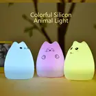 Силиконовый светодиодный ночник с питанием от USB, ночник с сенсорным датчиком, светодиодный ночник для детей, малышей, детей, 7 цветов, домашний светодиодный светильник в виде кошки