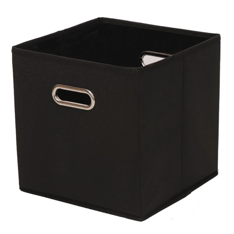 

Cloth Cube Storage Boxes with Double Metal Handle Collapsible Folding Basket